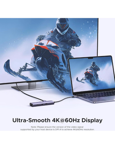 UGREEN Hub USB-C 7 en 1 con HDMI 4K, Ethernet Gigabit y Carga PD 100W