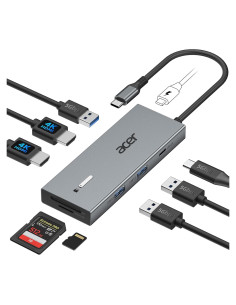 Estación de Acoplamiento USB C Acer 9 en 1 Doble HDMI 4K