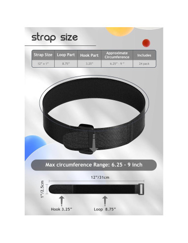 Correasa de Cable Reutilizables Aidunmis 24 Piezas 30.48 cm