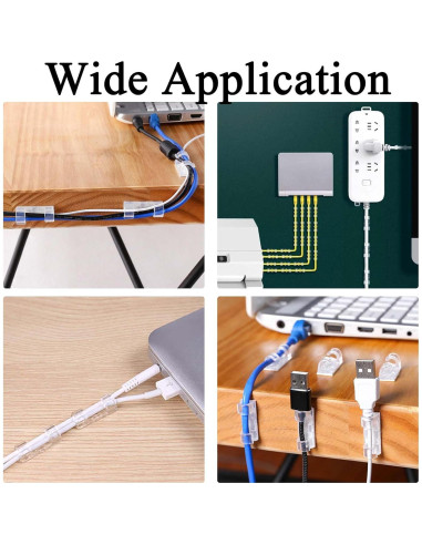 80 Clips Adhesivos para Cables JinRui-T, 40 Pequeños y 40 Grandes
