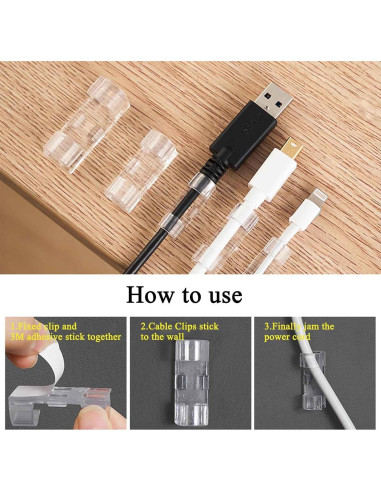 80 Clips Adhesivos para Cables JinRui-T, 40 Pequeños y 40 Grandes