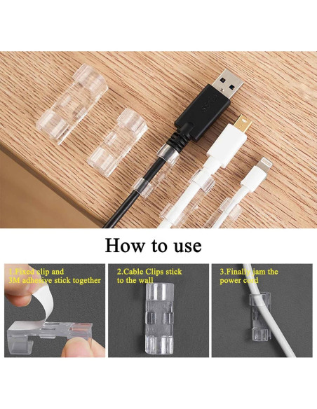 80 Clips Adhesivos para Cables JinRui-T, 40 Pequeños y 40 Grandes 80 Clips Adhesivos para Cables JinRui-T, 40 Pequeños y 40 Grandes