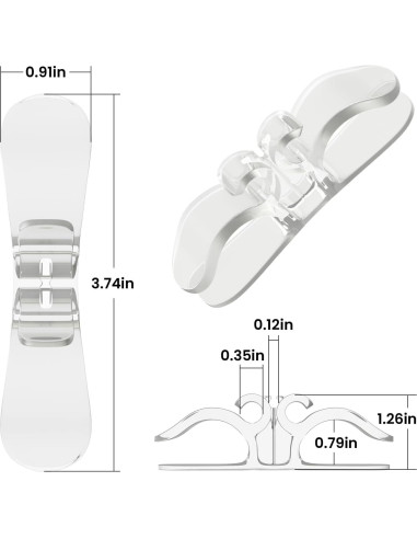 Organizador de Cables Searuodio Transparente - Paquete de 6 Soportes