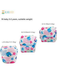 Pañales de Natación Reutilizables ALVABABY 2 Pcs Pequeño 2