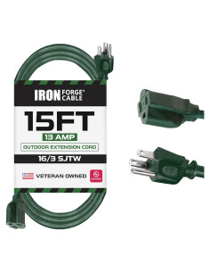 Cable de Extensión Exterior Iron Forge 15 Pies Verde 16/3