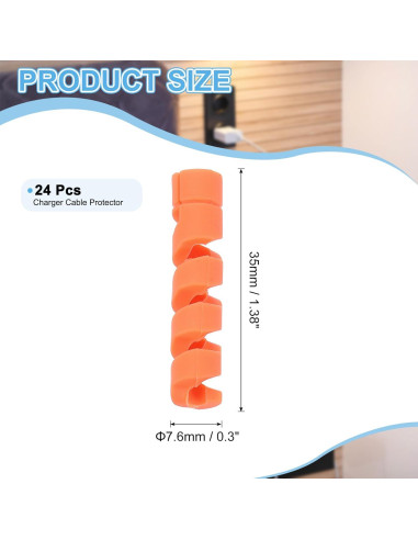 Protector de Cable de Carga uxcell 24 Piezas Naranja 35x7.6mm