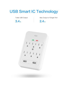 KMC Protector de Sobretensión 6 Salidas 2 USB 3.4A 980J Blanco 2