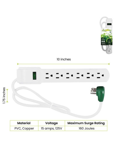 Protector de Sobretensión GoGreen Power GG-16103MS 6 Salidas 0.76m
