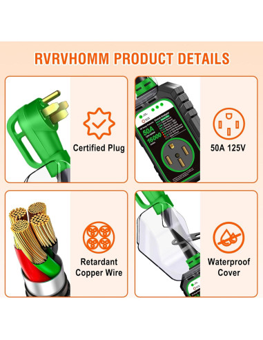 Protector de Sobretensión RV RVRVHOMM 50A 16000J IP68 Verde