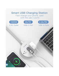 Protector de Sobretensión One Beat OBT2UC con 2 Salidas AC y 3 USB 2