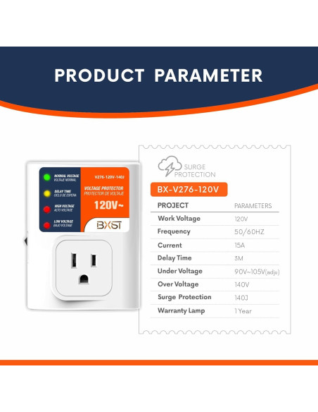 Protector de Sobretensión BXST 15A 140J para Electrodomésticos Protector de Sobretensión BXST 15A 140J para Electrodomésticos