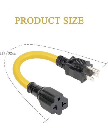 Cable adaptador AC 12AWG 15A a 20A 1 pie Hurricane