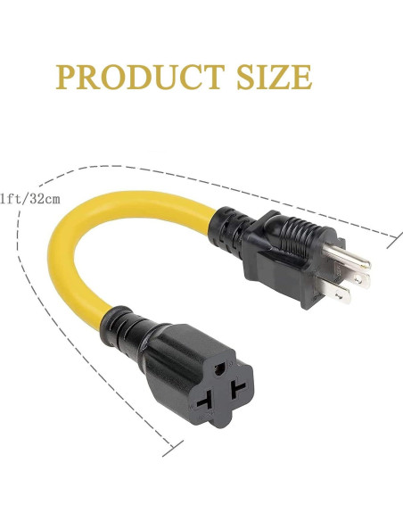 Cable adaptador AC 12AWG 15A a 20A 1 pie Hurricane