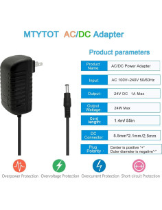 Adaptador AC/DC 24V 1A MTYTOT para luces LED y CCTV 2