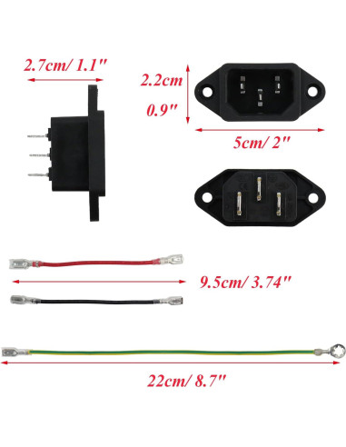 Enchufe Adaptador IEC 320 C14 Antrader 2pcs 250V 10A