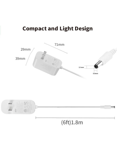 Adaptador de Alimentación Tonton 12V 2A 24W con Cable 1.8m