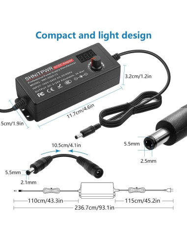 Fuente de Alimentación Universal SHNITPWR 72W Ajustable 3-24V