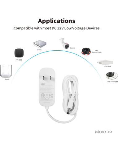 Adaptador de Alimentación Tonton 12V 2A 24W con Cable 1.8m