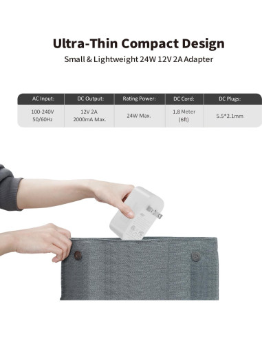 Adaptador de Alimentación Tonton 12V 2A 24W con Cable 1.8m