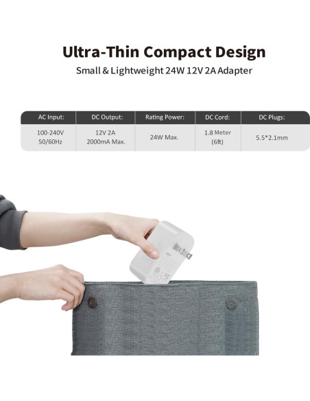 Adaptador de Alimentación Tonton 12V 2A 24W con Cable 1.8m