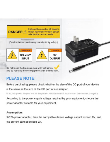 Adaptador de corriente 9V 2A Lantisri para máquinas elípticas
