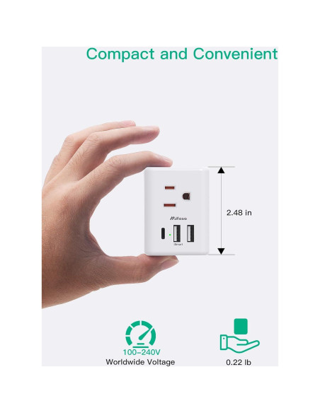 Regleta Extensor de Enchufe Múltiple MIFASO 6 en 1 USB Viaje Regleta Extensor de Enchufe Múltiple MIFASO 6 en 1 USB Viaje