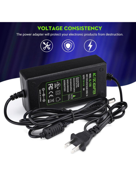 Adaptador de Alimentación 12V 5A TOBWOLF - 1.4m Cable