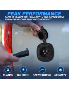 Enchufe de Puerto AC MICTUNING 13A 125V con Cable 40cm 2