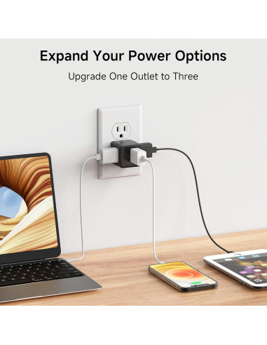 Adaptador de Pared 3 Salidas Cable Matters Negro