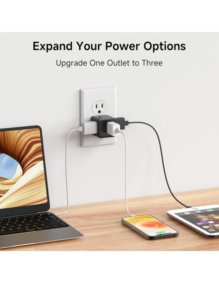 Adaptador de Pared 3 Salidas Cable Matters Negro