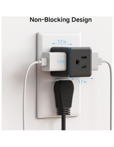 Adaptador de Pared 3 Salidas Cable Matters Negro