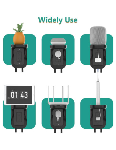 Soporte de Estante de Pared WALI OSH002-B, 2 Paquetes, Negro