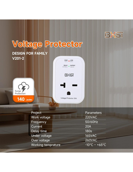 Protector de Sobretensión BXST 220V 20A 140J para Electrodomésticos Protector de Sobretensión BXST 220V 20A 140J para Electrodomésticos