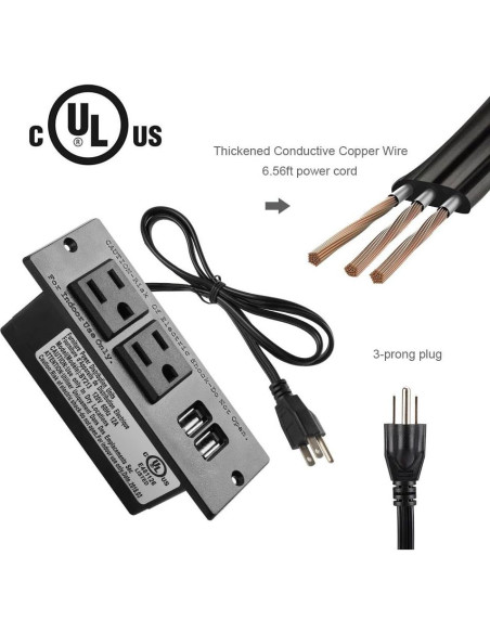 Toma de Corriente Empotrada Maggie con 2 Salidas y 2 USB