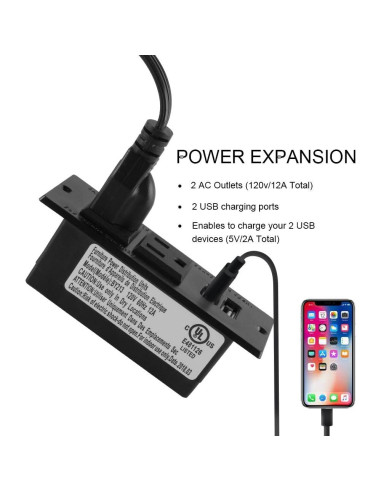 Toma de Corriente Empotrada Maggie con 2 Salidas y 2 USB