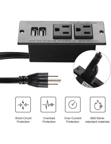 Toma de Corriente Empotrada Maggie con 2 Salidas y 2 USB