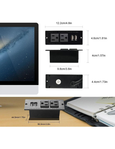 Toma de Corriente Empotrada Maggie con 2 Salidas y 2 USB