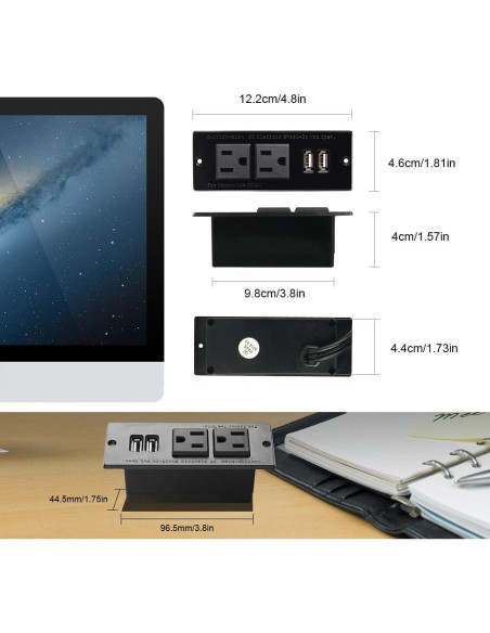 Toma de Corriente Empotrada Maggie con 2 Salidas y 2 USB