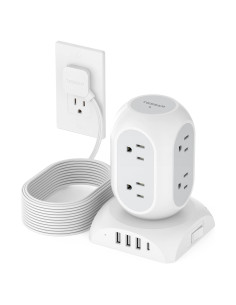 Torre de Protector de Sobretensión TESSAN 1050J 8 Salidas AC 4 USB