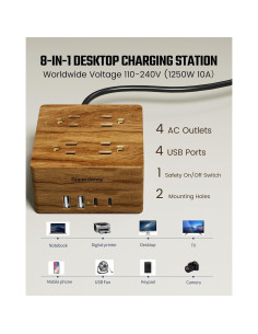 Regleta USB con 4 Salidas y 4 Puertos Carga Inteligente SUPERDANNY 2