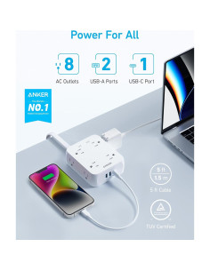 Regleta de Alimentación Anker A9183 8 Salidas 20W USB-C 1.52m 2