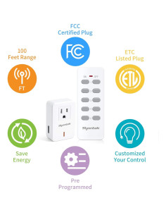 Interruptor de Luz Inalámbrico Syantek 5 Salidas + 2 Remotos 2