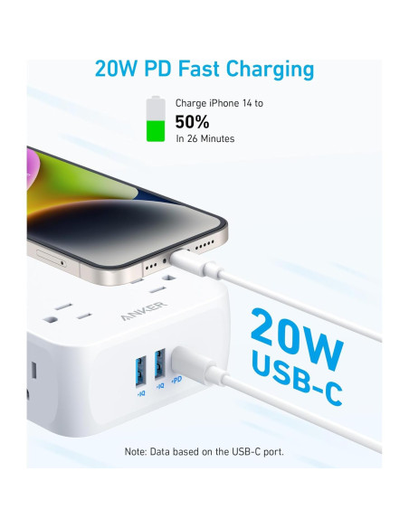Regleta de Alimentación Anker A9183 8 Salidas 20W USB-C 1.52m Regleta de Alimentación Anker A9183 8 Salidas 20W USB-C 1.52m
