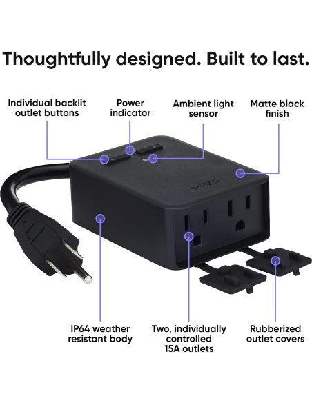 Enchufe Inteligente Wyze Exterior Doble Salida IP64 WiFi Enchufe Inteligente Wyze Exterior Doble Salida IP64 WiFi