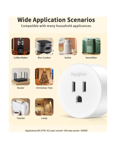 Enchufe Inteligente HAPYTHDA WiFi 2.4GHz Control Remoto RF433