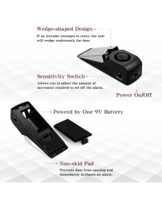 Alarma de Tope de Puerta EMDMAK 120DB - Paquete de 2 Negro 2