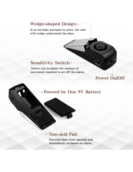 Alarma de Tope de Puerta EMDMAK 120DB - Paquete de 2 Negro