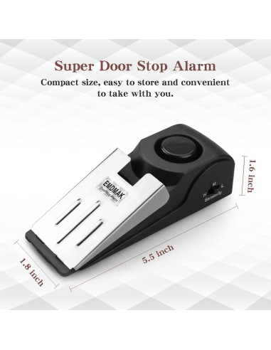 Alarma de Tope de Puerta EMDMAK 120DB - Paquete de 2 Negro