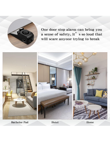 Alarma de Tope de Puerta EMDMAK 120DB - Paquete de 2 Negro