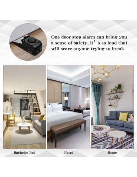 Alarma de Tope de Puerta EMDMAK 120DB - Paquete de 2 Negro